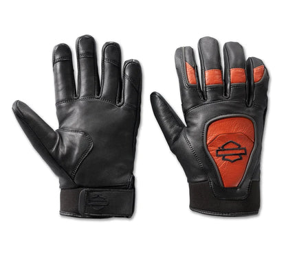 Men's Ovation Waterproof Leather Gloves - Black & Vintage Orange