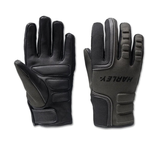 Women's H-D Waterproof Dyna Knit Mixed Media Gloves - Black Olive & Harley Black