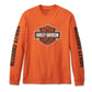 Men's Bar & Shield Long Sleeve Tee - Vintage Orange