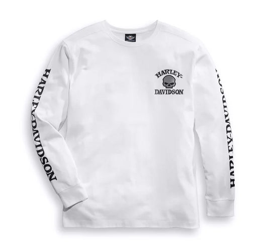 Men's Skull Long Sleeve Tee - White