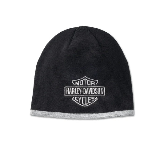 Bar & Shield Knit Beanie - Black Beauty