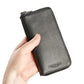 Black Leather Long Zip Wallet