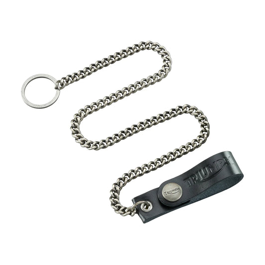 Black Leather Chain Lanyard