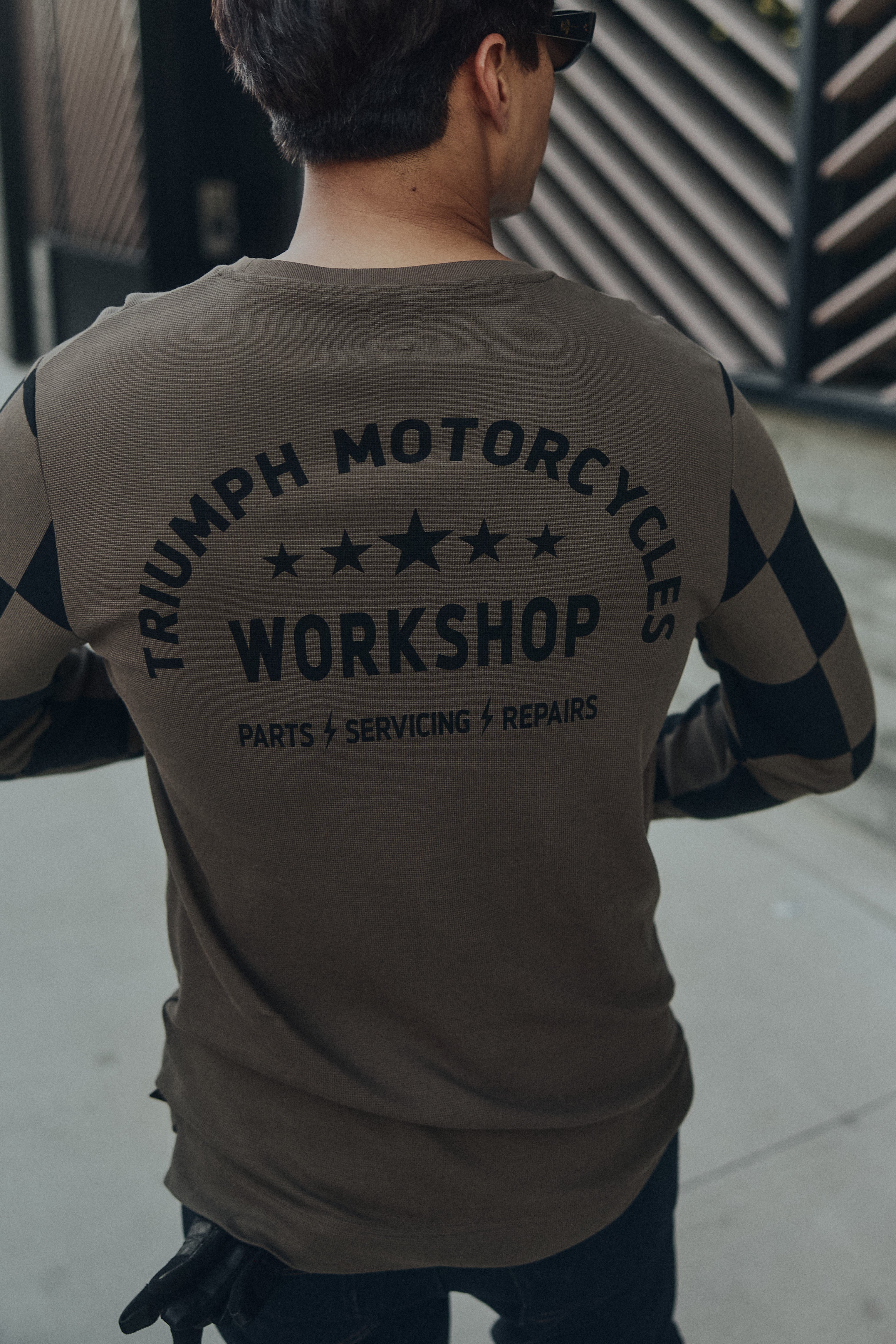 Triumph Harker Checkerboard Long Sleeve Brown T-Shirt (MTLS26241-M)