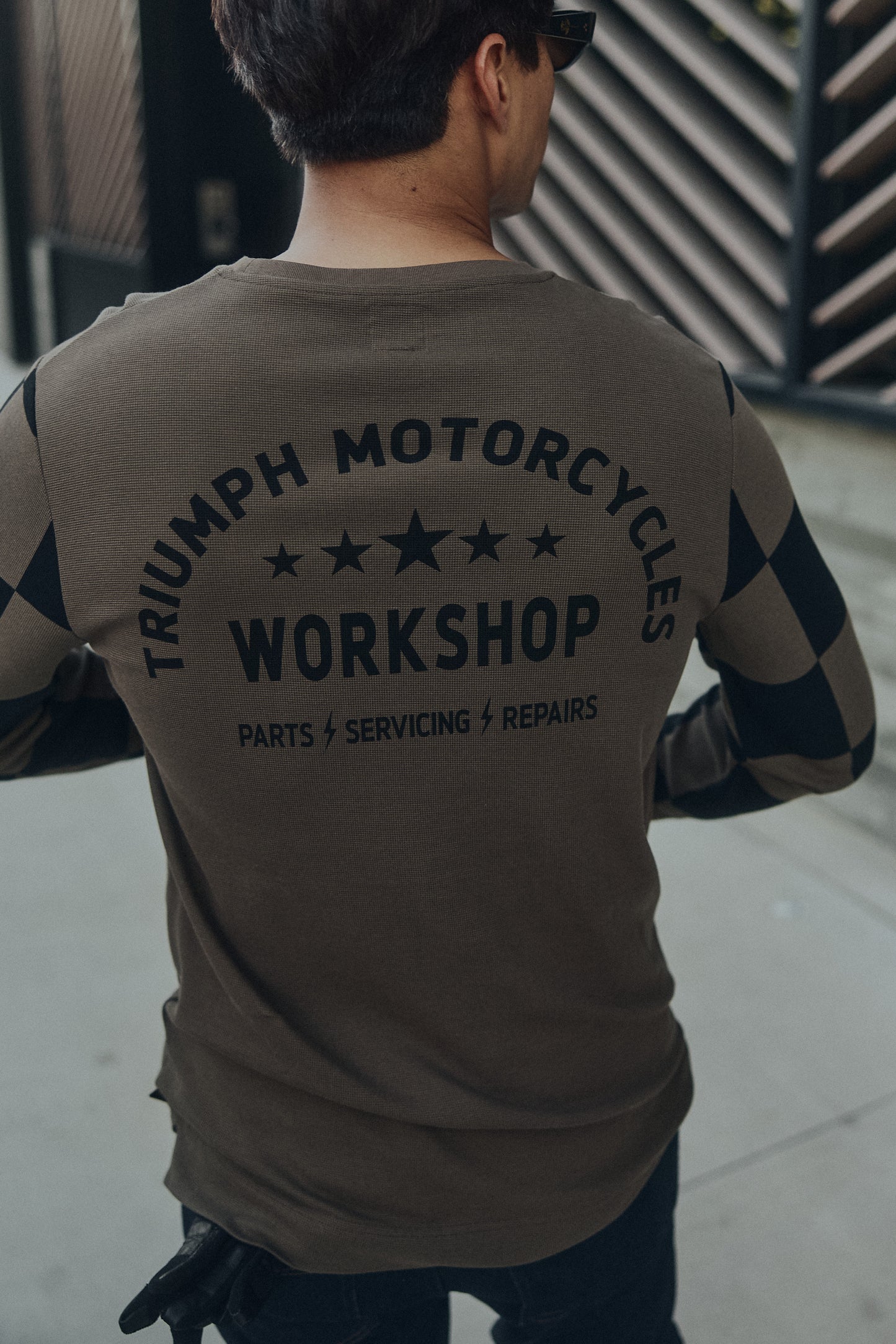 Harker Checkerboard Long Sleeve Brown T-Shirt