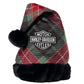 Embroidered Bar & Shield Logo Holiday Plaid Santa Hat