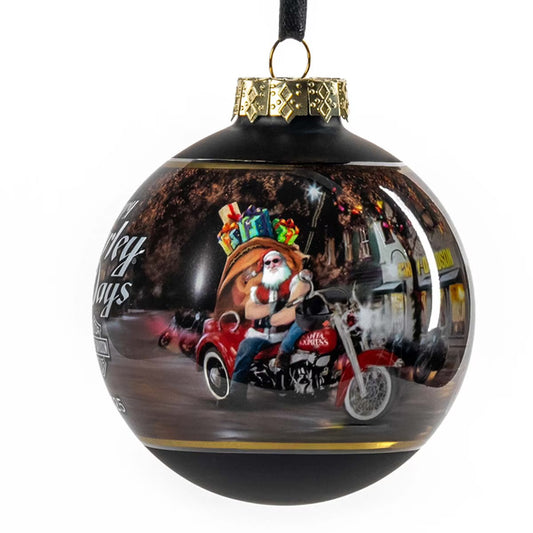 2025 Biker Santa Ball Ornament