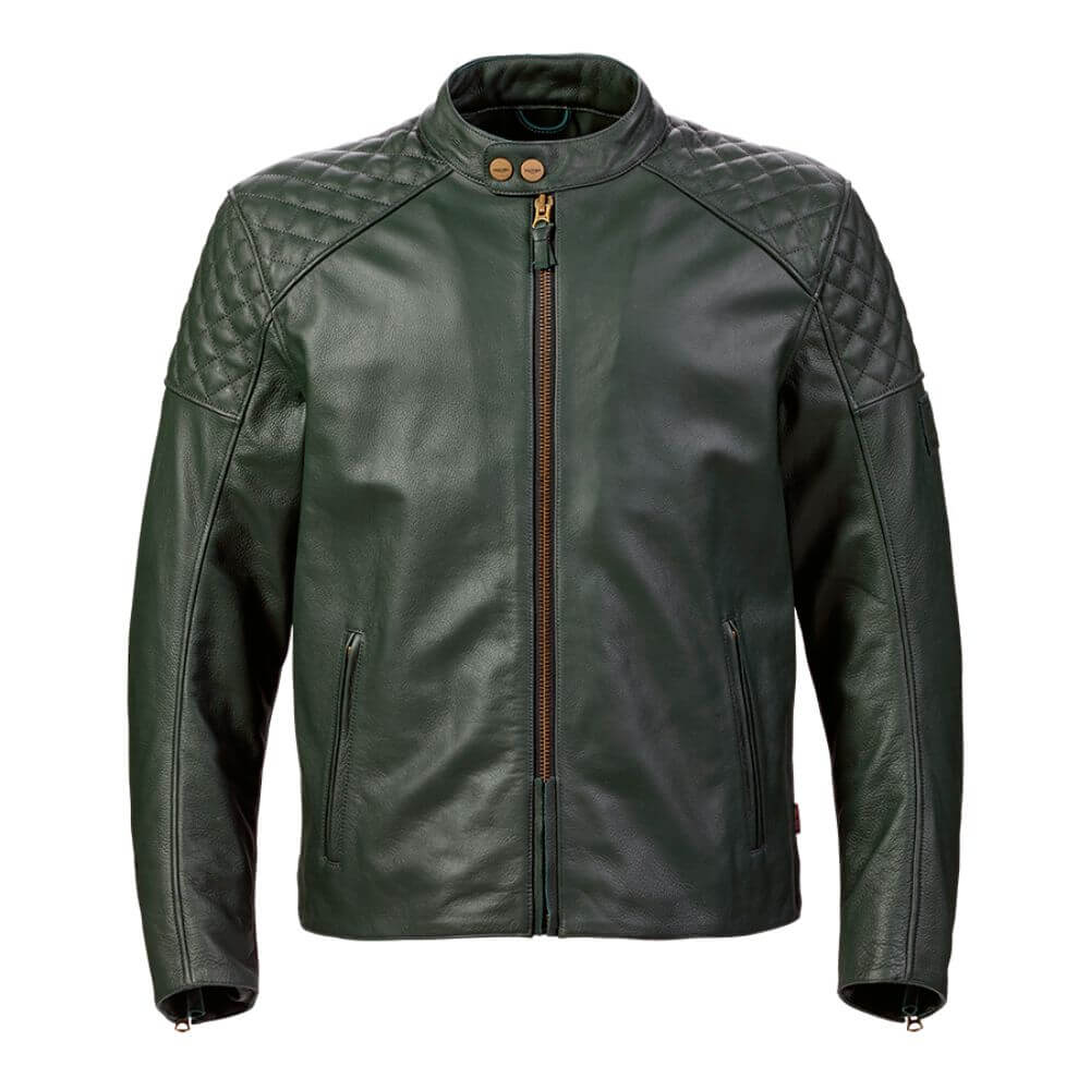 Triumph Braddan Green Leather Jacket (MLES22103-M)