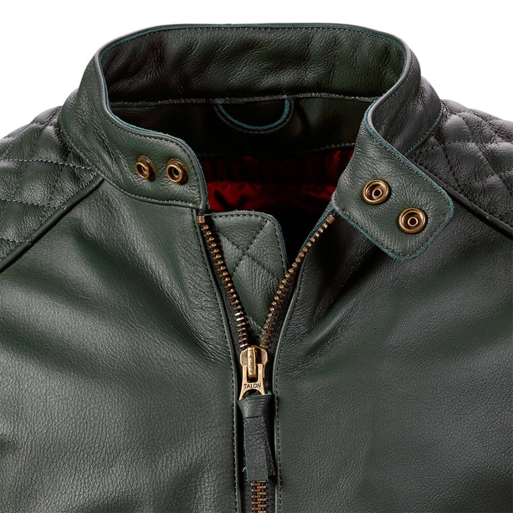 Triumph Braddan Green Leather Jacket (MLES22103-M)