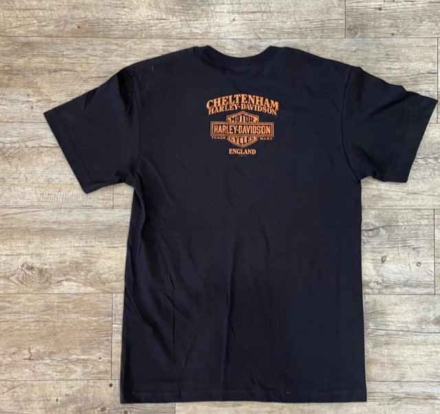 Cheltenham Harley-Davidson Dealer T-shirt  Bar and shield