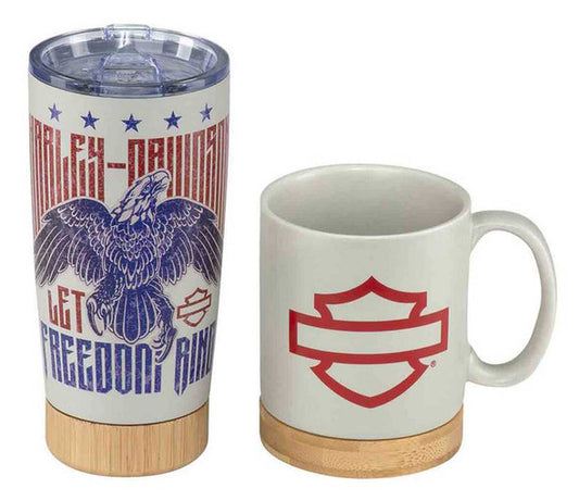 Harley-Davidson® 1970s Eagle Mug & Travel Mug Set, Stainless Steel & Ceramic