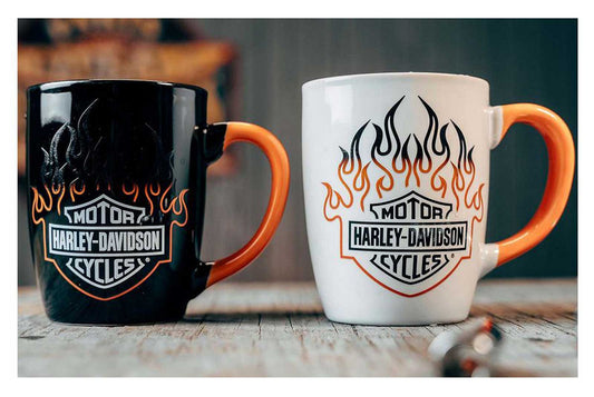 Harley-Davidson® Bar & Shield Flames Ceramic Mug Set - 15 oz. - Color Change