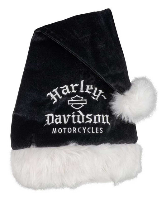 Harley-Davidson® Embroidered Old English Logo Holiday Santa Hat - Black & White