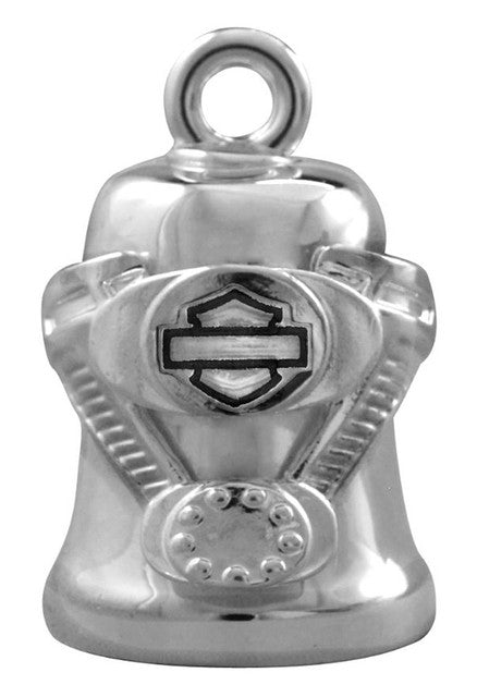 Sculpted Engine Bar & Shield Ride Bell, Silver Finish HRB040