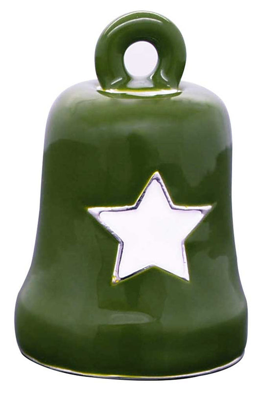 Green & White Star Ride Bell, Sterling Silver, Green