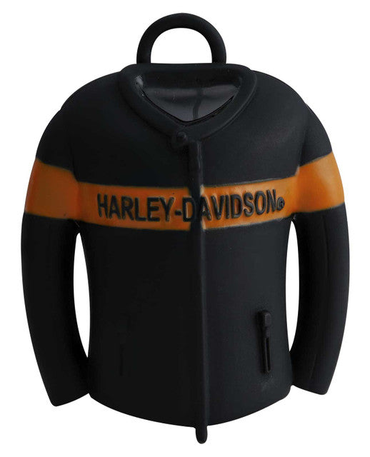 Bar & Shield Leather Jacket Shaped Ride Bell - Black & Orange