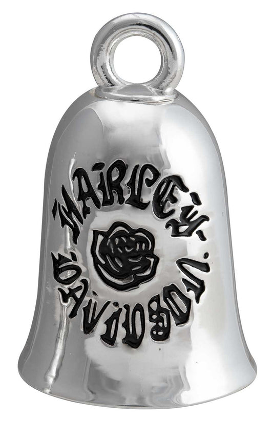 Engraved Black Rose H-D Script Ride Bell - Silver Finish