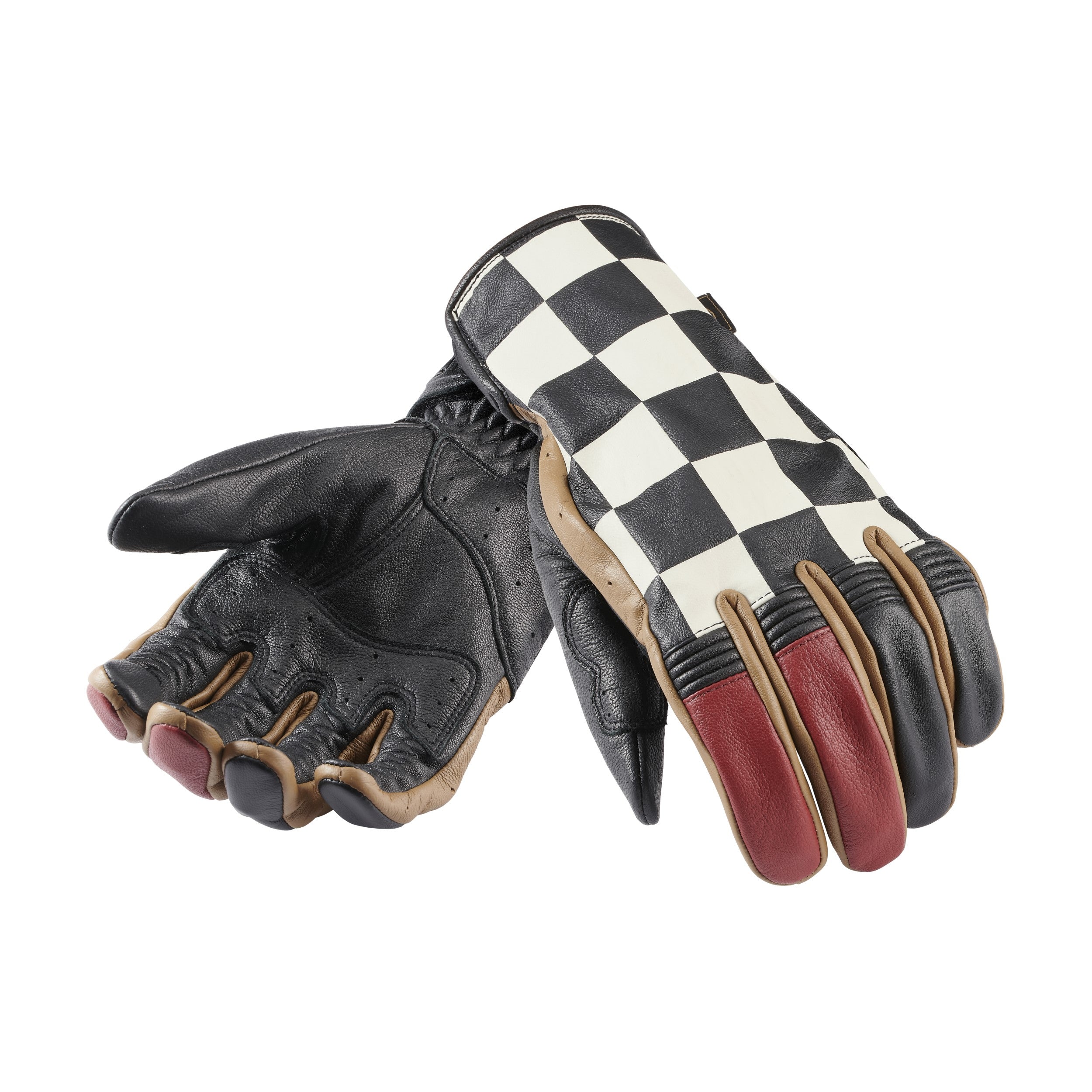 MODE BY ROCKERS グローブ　Chequered Gauntlets Triumph Checkerboard Leather Gloves (MGVS24407-M)