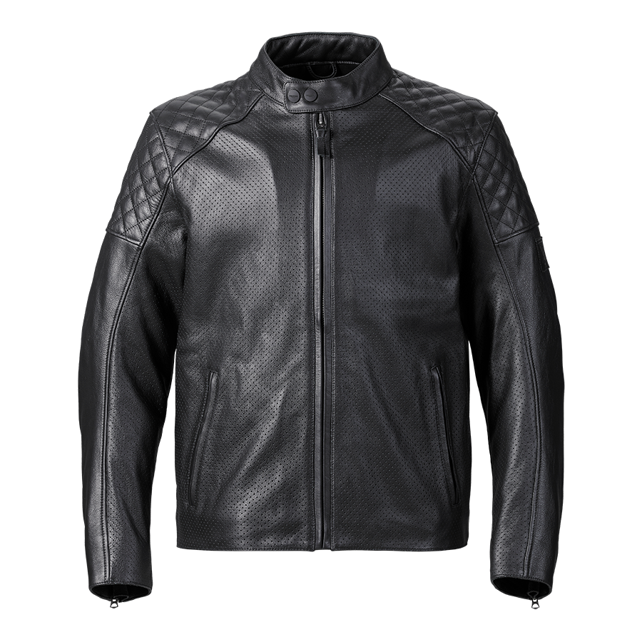 Triumph Braddan Air Perforated Black Leather Jacket (MLHS21102-L)