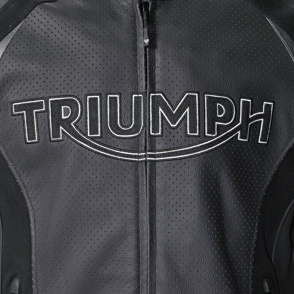 Triumph Triple Perforated Black Leather Jacket (MLES2200-M)