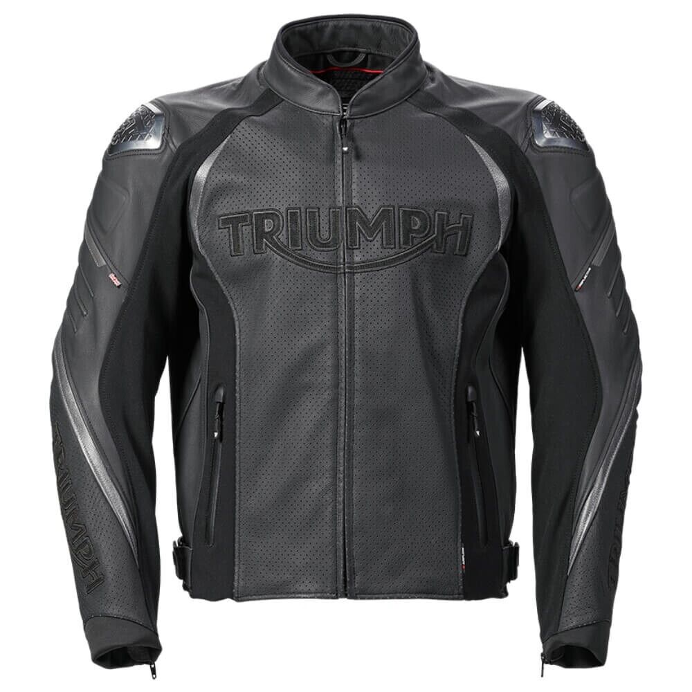 Triumph Triple Perforated Black Leather Jacket (MLES2200-M)