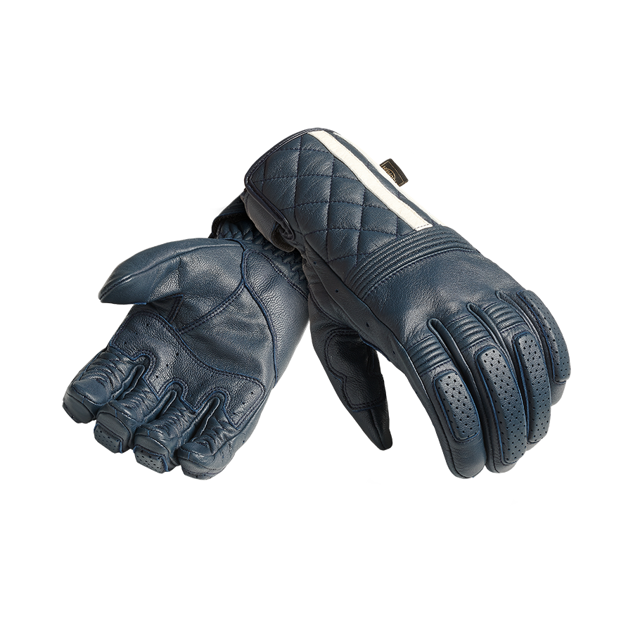 Sulby Blue & Bone Leather Gloves