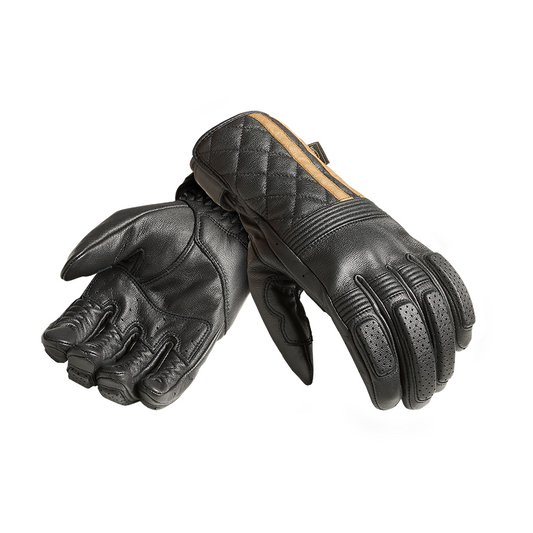 Sulby Black & Gold Leather Gloves